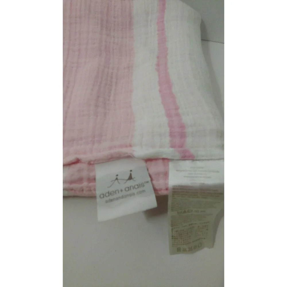 Aden & Anais Baby Blanket Cotton Muslin pink gray white wide stripes